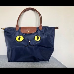 Longchamp le pliage LARGE miaou cat Tote bag